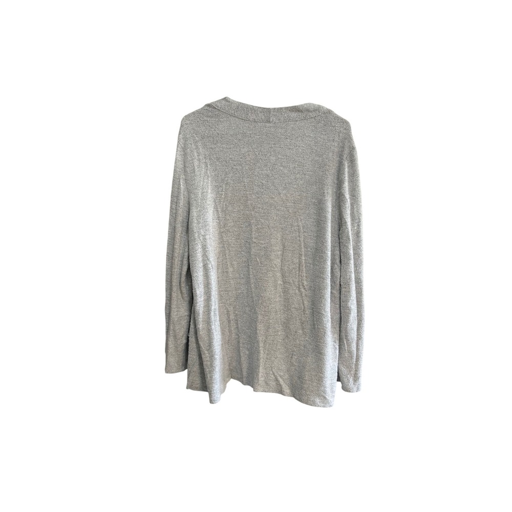 Weekends by Chico's Gray Heathered Knit Cardigan Sweater Pockets Sz 3 XL Lounge - Picture 6 of 6